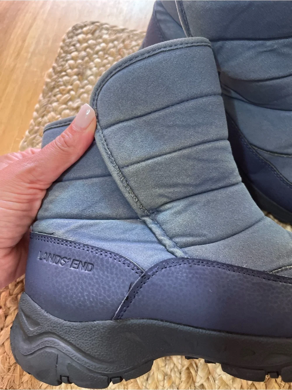 Lands' End Navy Kids Snow Boots